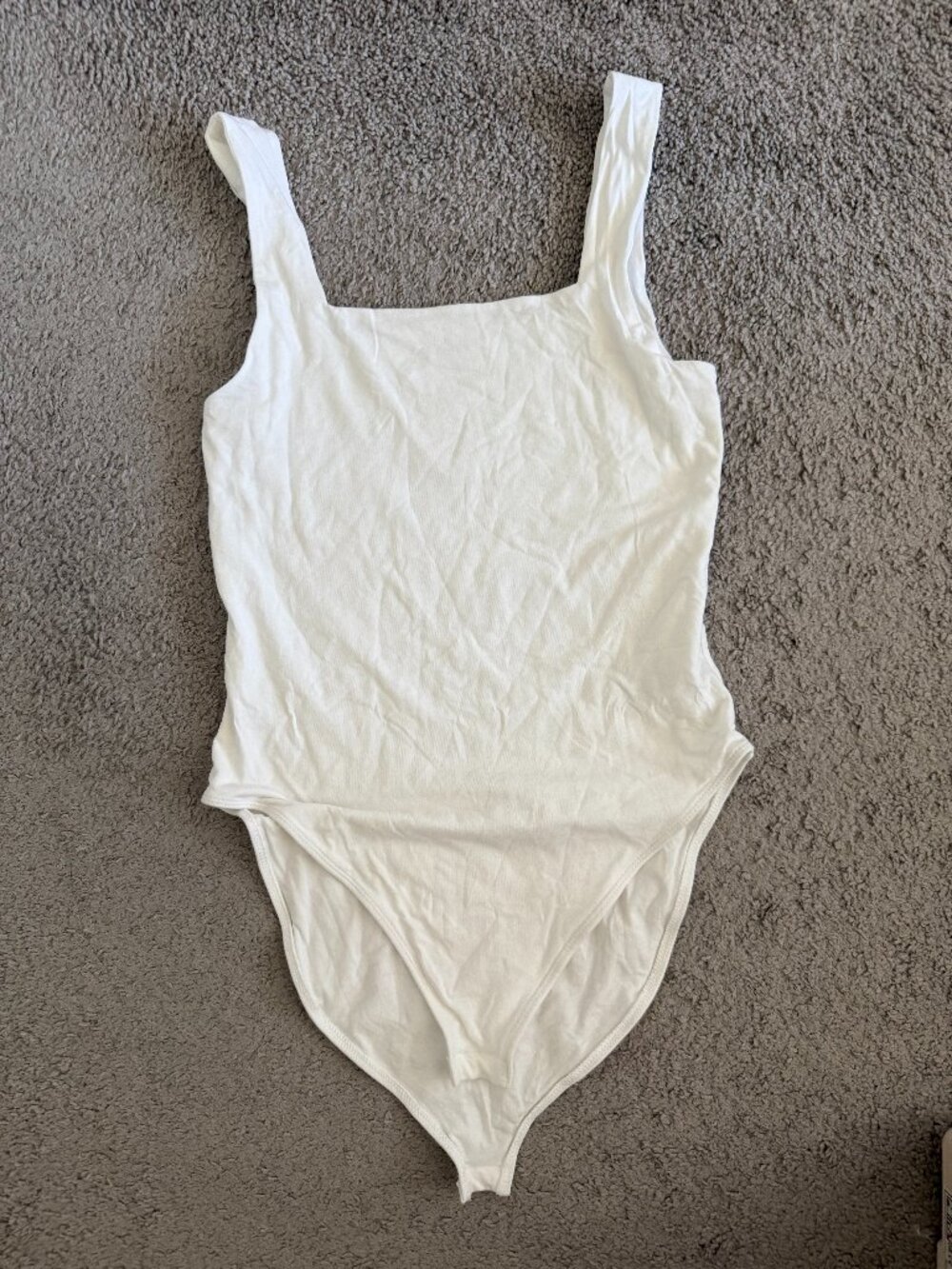 Old Navy White Square Neck Tank Bodysuit Sleeveless Basic Fitted Top